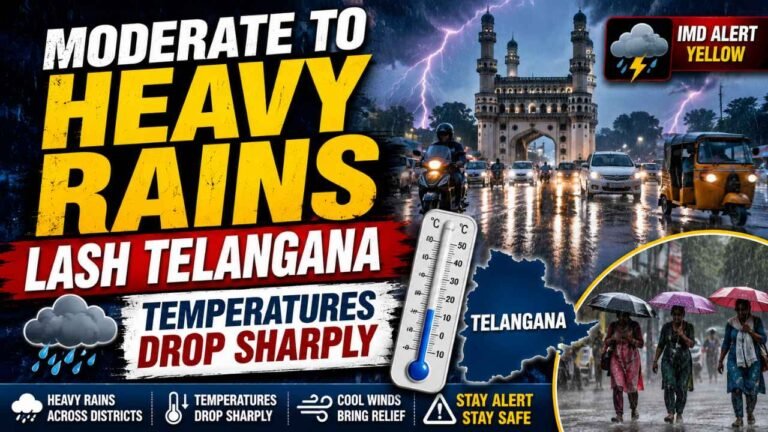 Moderate to Heavy Rains Lash Telangana, Temperatures Drop Sharply