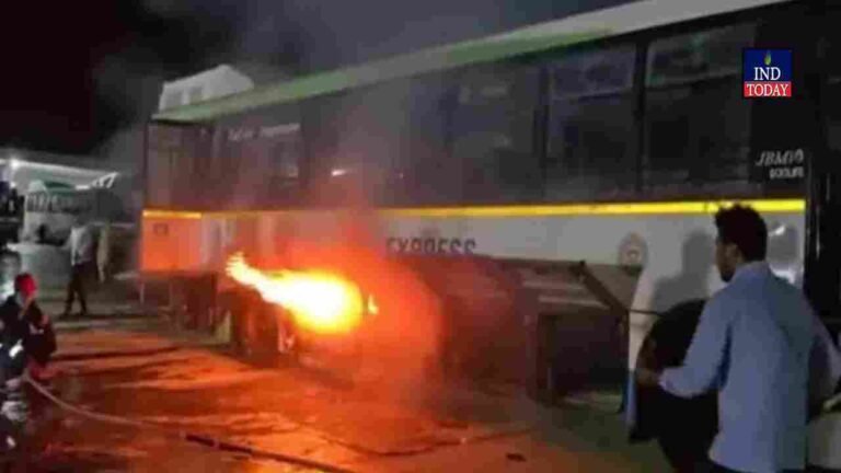 Another Electric Bus Catches Fire In Karimnagar Depot