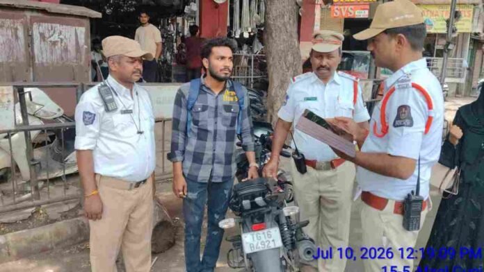 Fake Number Plate Detected During Hyderabad Traffic Drive