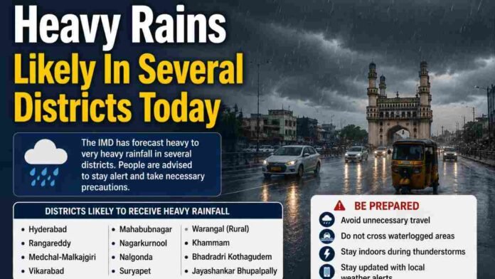 Heavy Rains Likely In Several Districts Today