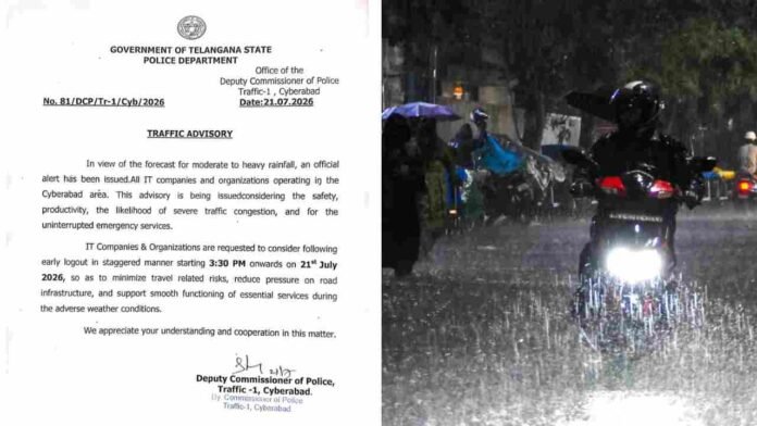 Cyberabad Police Issue Rain Advisory, Urge Early Departures