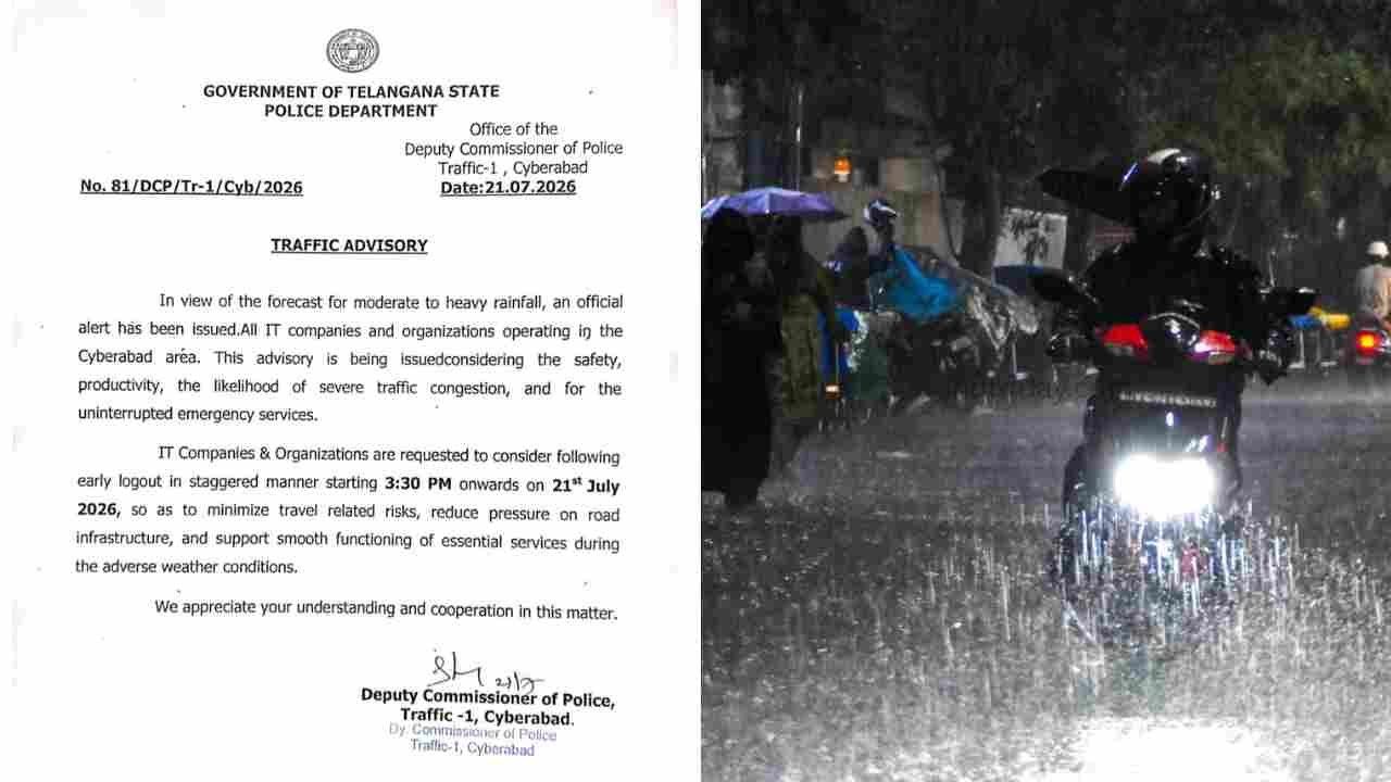 Cyberabad Police Issue Rain Advisory, Urge Early Departures