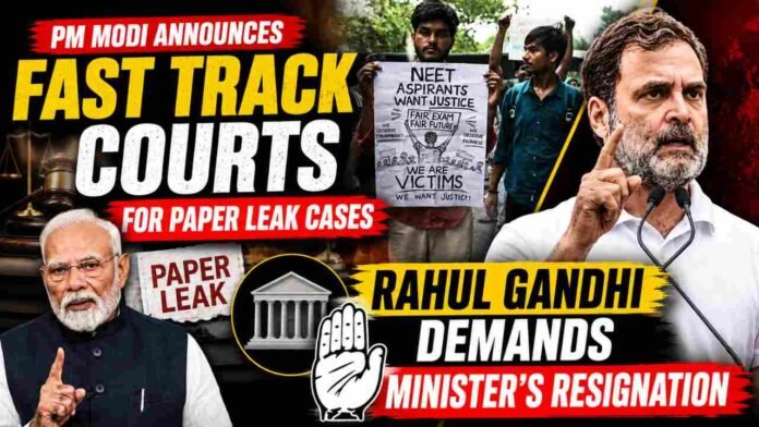 PM Modi Announces Fast Track Courts for Paper Leak Cases; Rahul Gandhi Demands Minister's Resignation