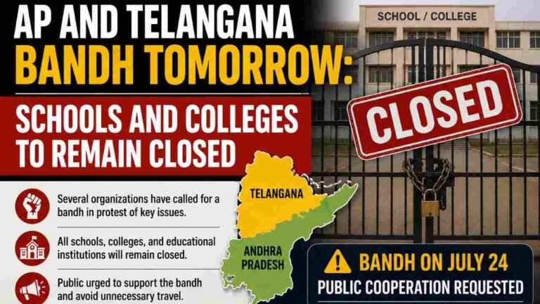 AP And Telangana Bandh Tomorrow: Schools And Colleges To Remain Closed
