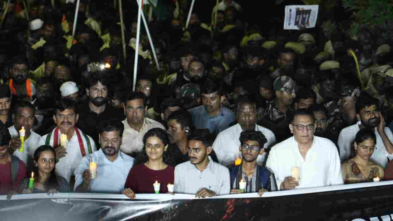Minister Azharuddin Joins Revanth Reddy’s NEET Candlelight Rally