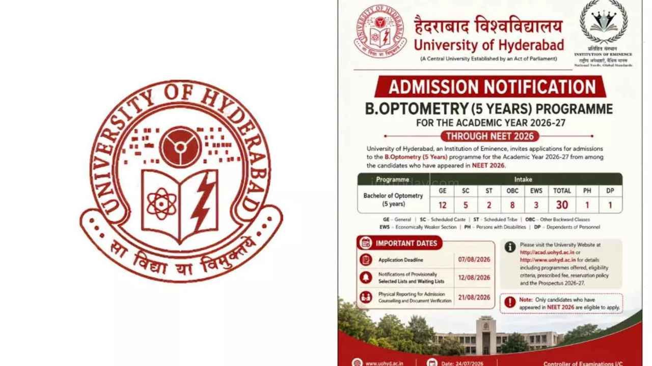 UoH Invites NEET UG 2026 Applications For B Optometry