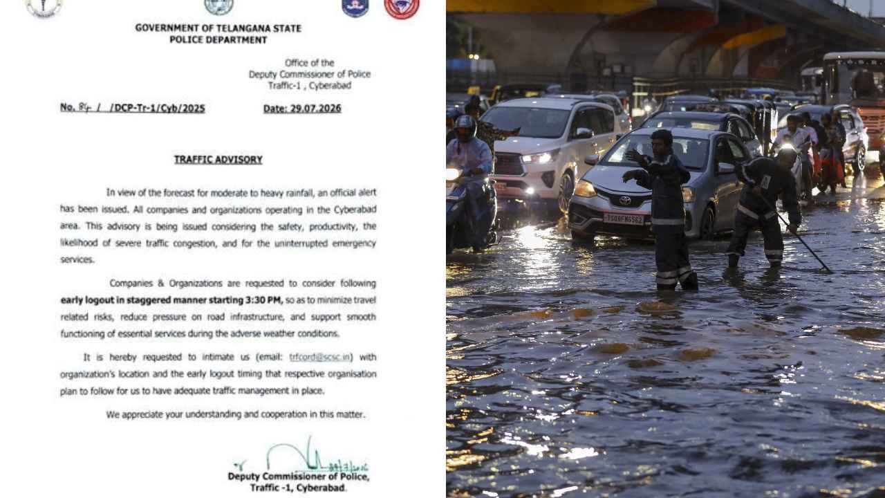 Cyberabad Police Advise Staggered Office Logouts Amid Rain Forecast