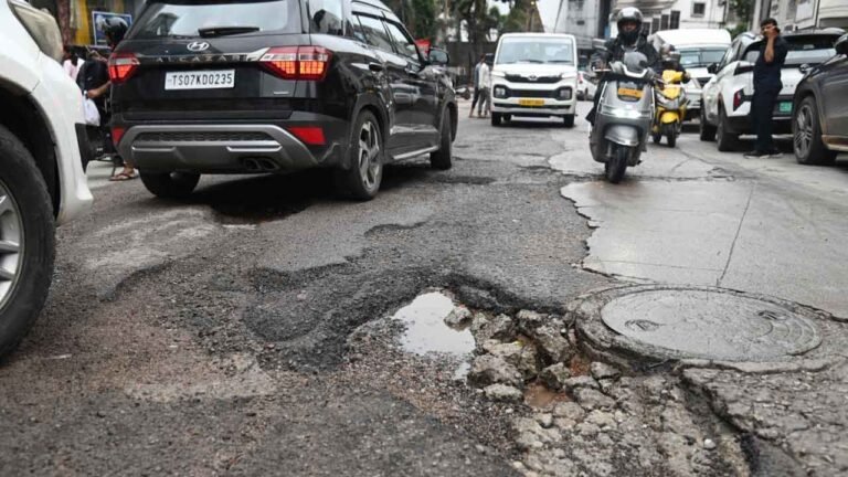 Monsoon Leaves Roads In Hyderabad’s Northeastern Colonies Riddled With Potholes