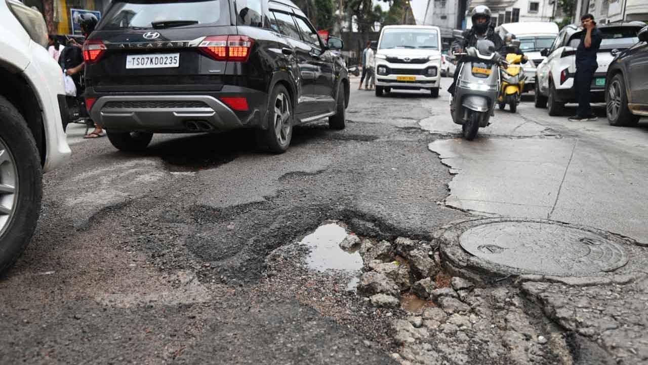 Monsoon Leaves Roads In Hyderabad’s Northeastern Colonies Riddled With Potholes