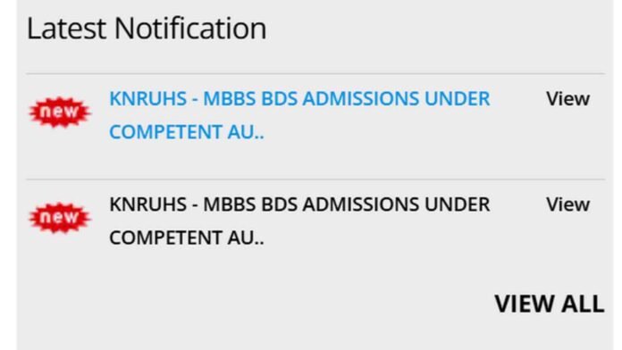 KNRUHS Opens Registration For MBBS, BDS Admissions 2026–27