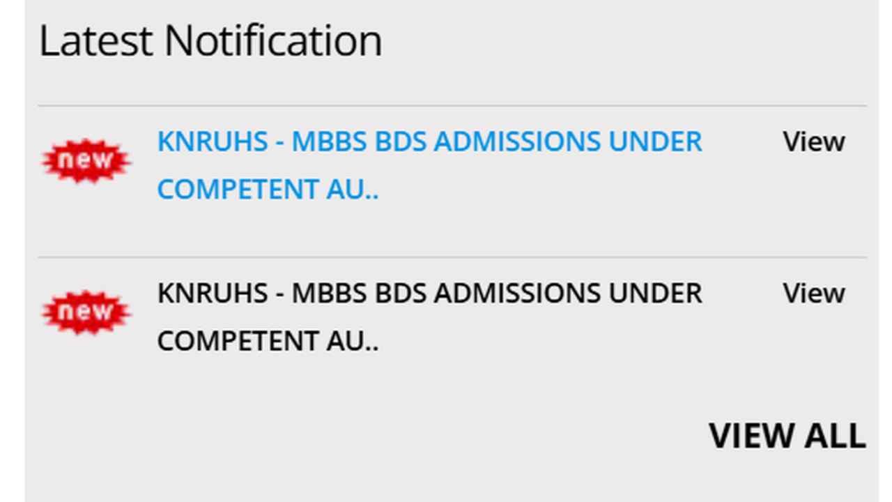 KNRUHS Opens Registration For MBBS, BDS Admissions 2026–27