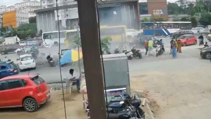WATCH: Four Injured After Helium Cylinder Explodes Near Miyapur Mall