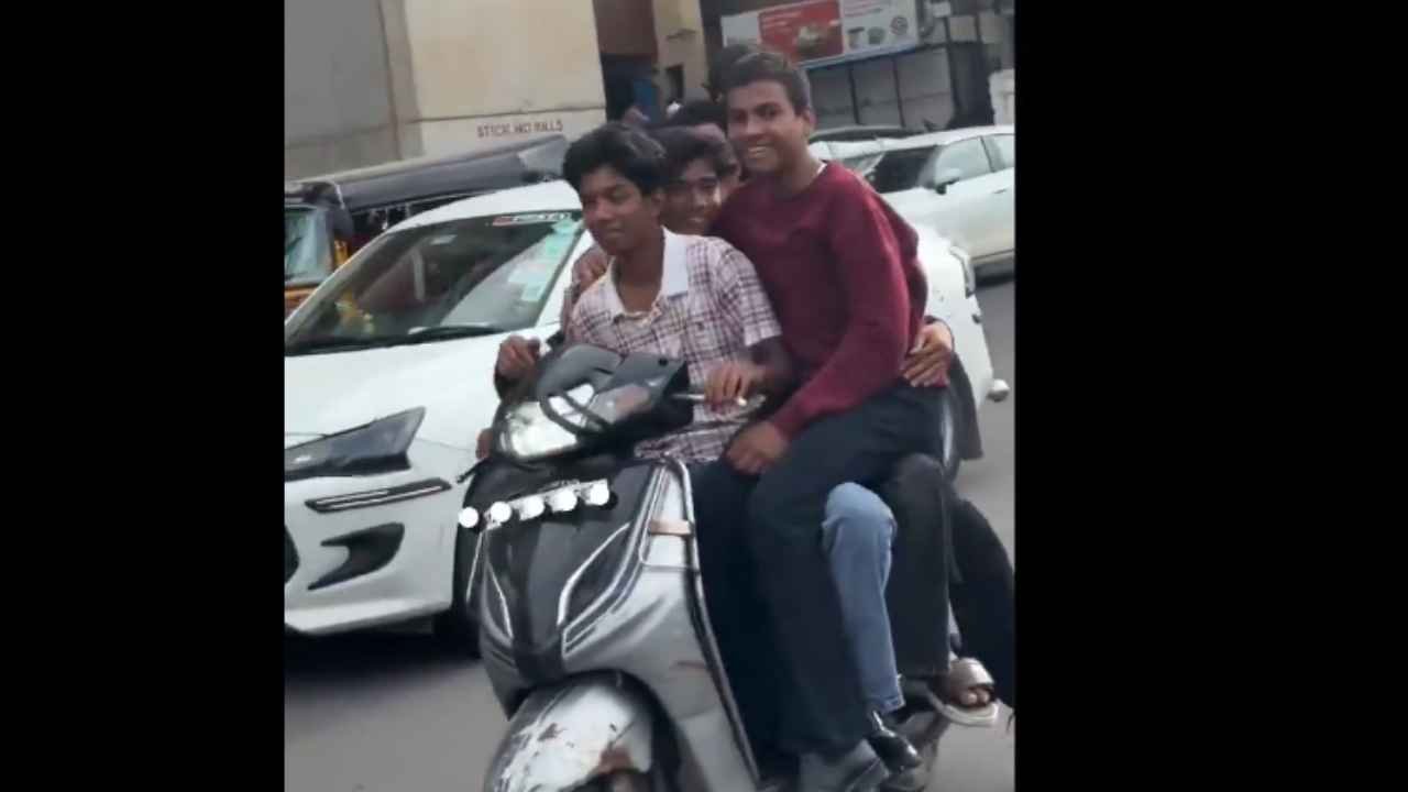 WATCH: Five Minor Boys Booked For Riding A Scooter In Hyderabad