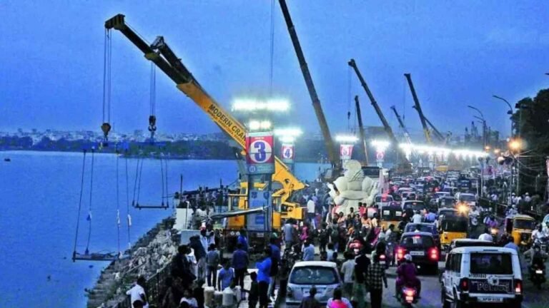 Cranes, Sanitation Teams Deployed for Ganesh Immersion in Hyderabad