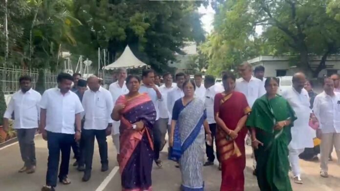 Woman Protests Outside Telangana Assembly Over Police Harassment