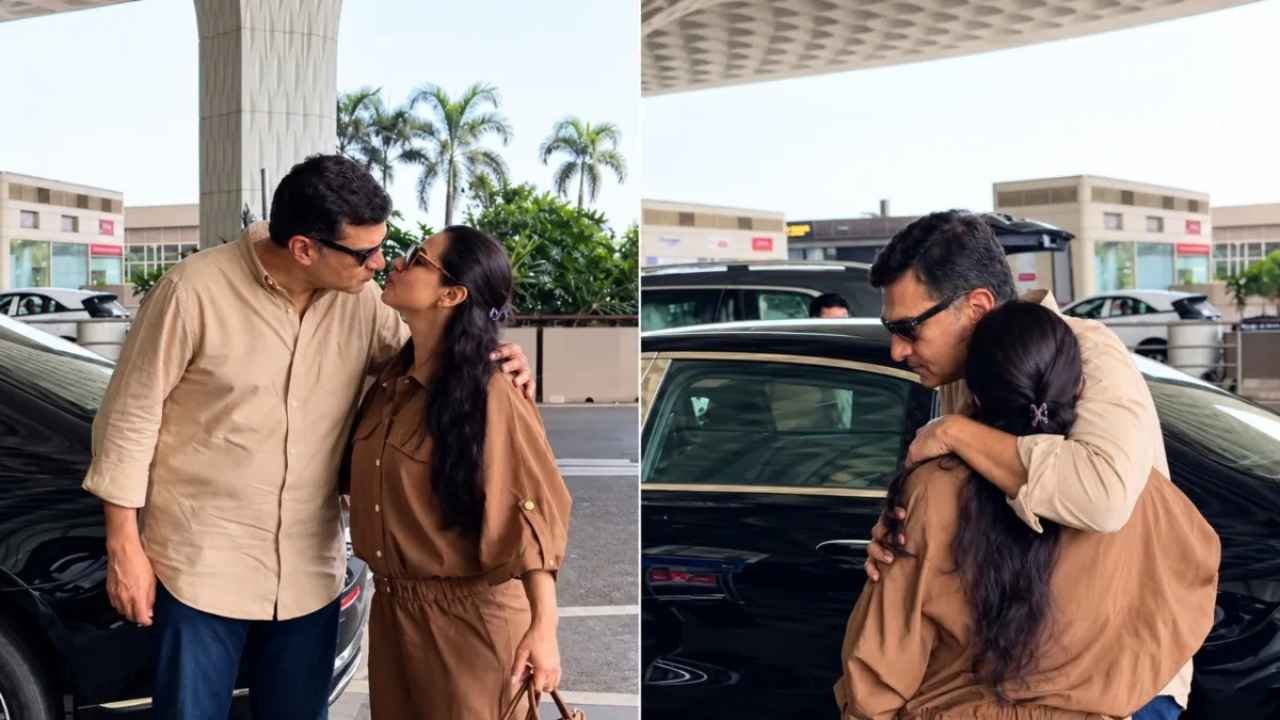 Vidya Balan Siddharth Roy Kapur Share Kiss At Airport