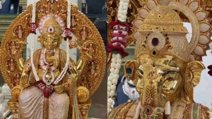 A Miracle In Hyderabad Ganapathi Adorned With 3.8 Lakh Diamonds