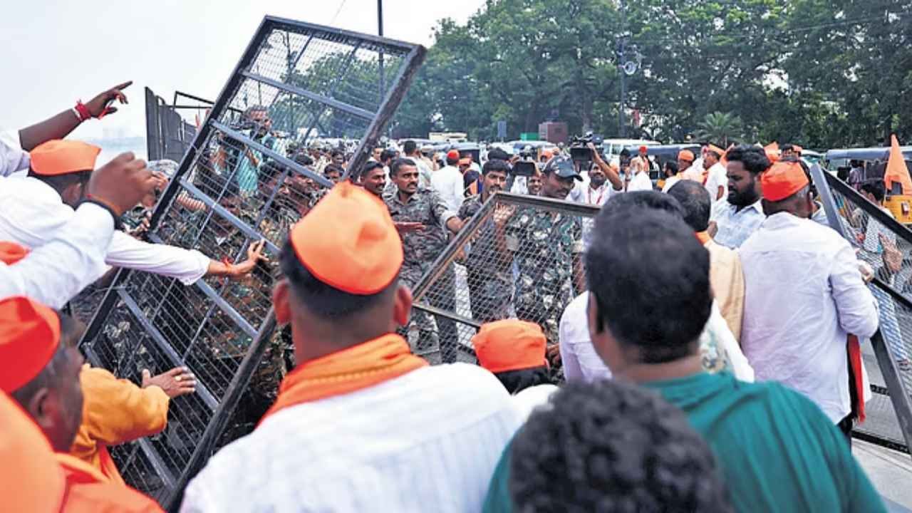 Tension at Tank Bund as BGUS Protests Ganesh Immersion Restrictions