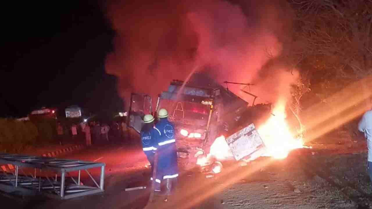 One Killed After A DCM Vehicle Catches Fire In Mahabubnagar