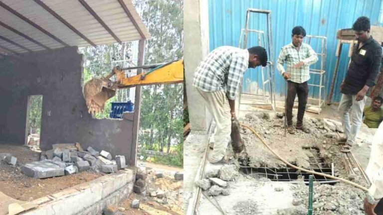 Cyberabad Civic Body Demolishes 17 Unauthorized Construction Across Three Zones