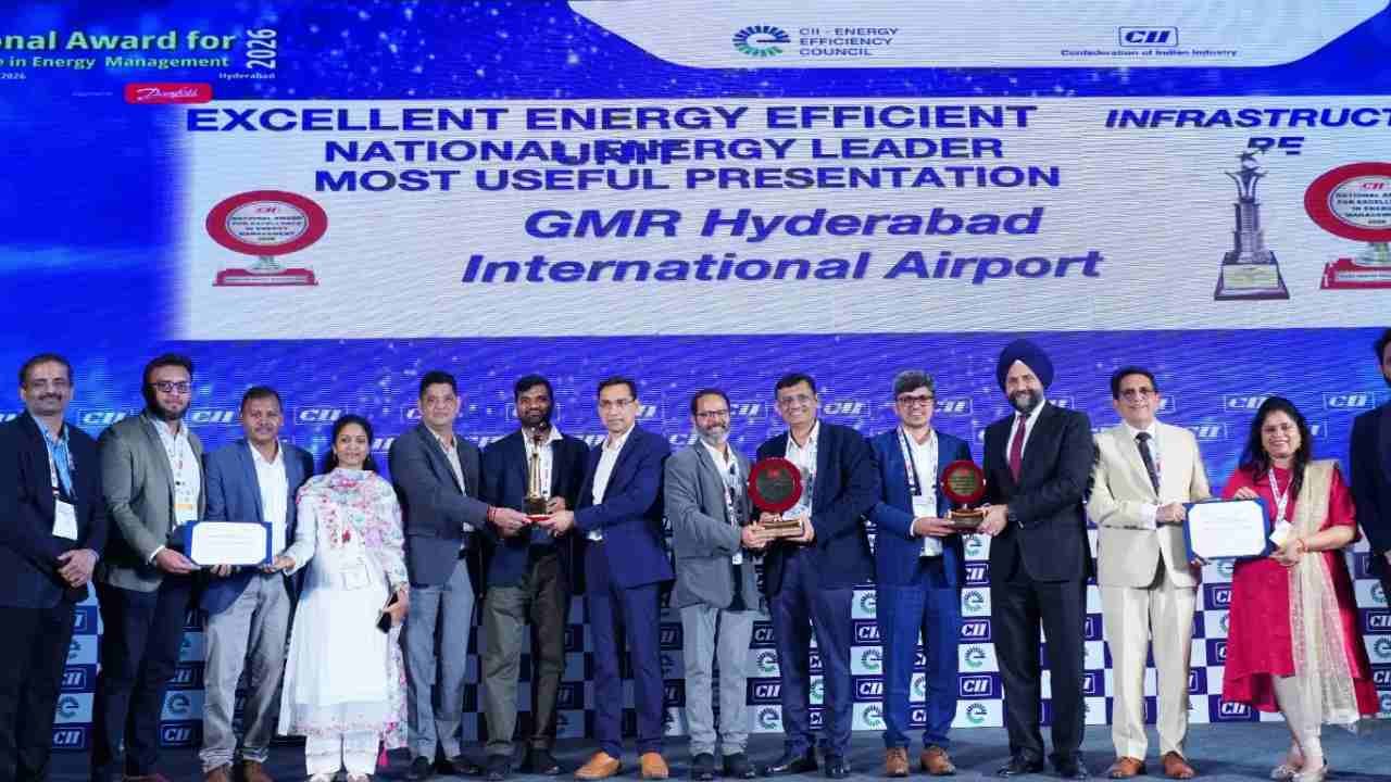 GMR Hyderabad Airport Wins National Energy Leader Award For Eight Year