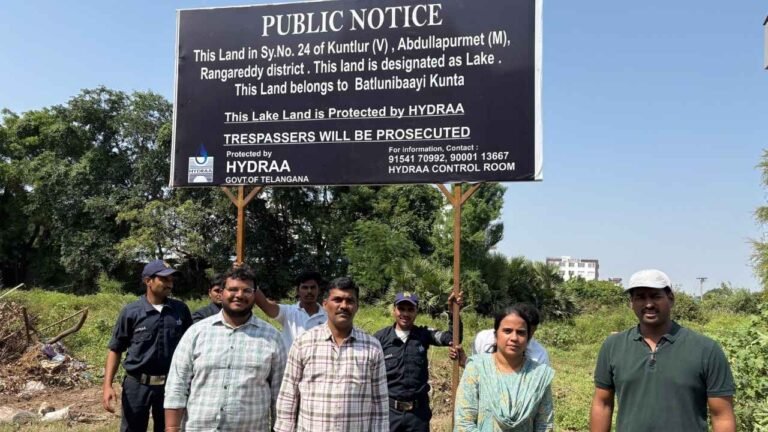 HYDRAA Fences Kuntloor Pond Over Encroachment Concerns
