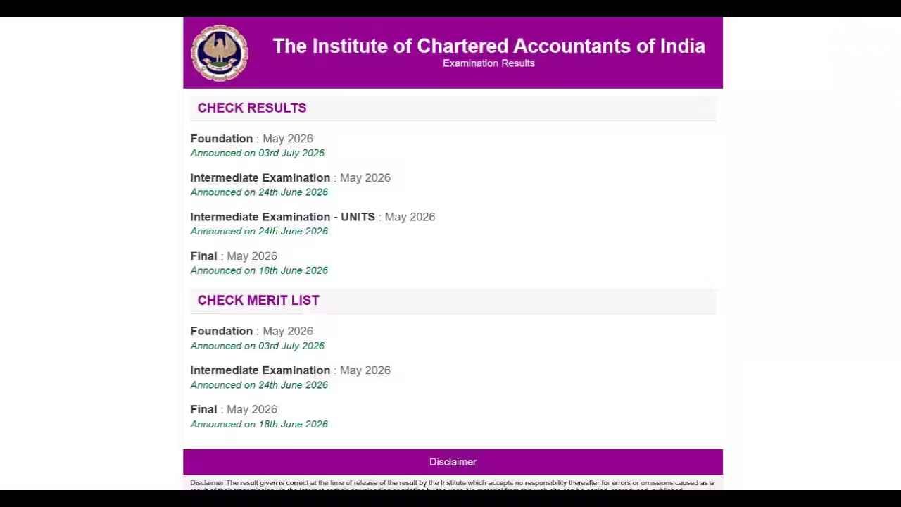 ICAI CA Intermediate Result 2026 Expected Today