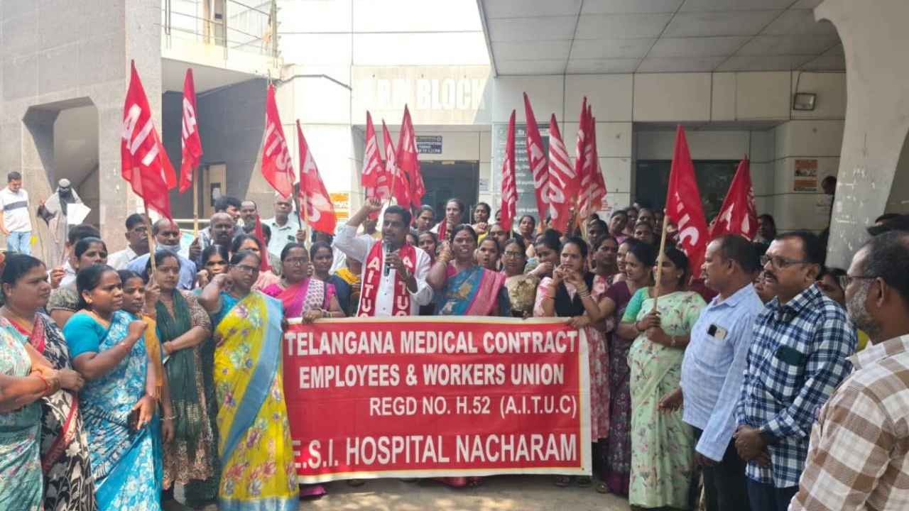 ESI Hospital Workers Protest Over Unpaid Salaries
